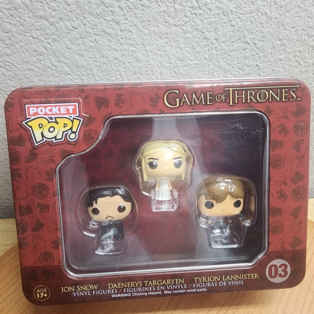Funko Pocket Pop Game Of Thrones Jon Snow Daenerys Tyrion Mini Vinyl Tin Set Red - Picture 1 of 4